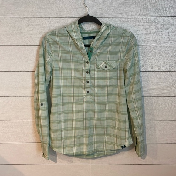 Prana Women's Anja Mint Green Longsleeve Top Sz XS Lightweight Quickdrying UPF 3 - Picture 1 of 14
